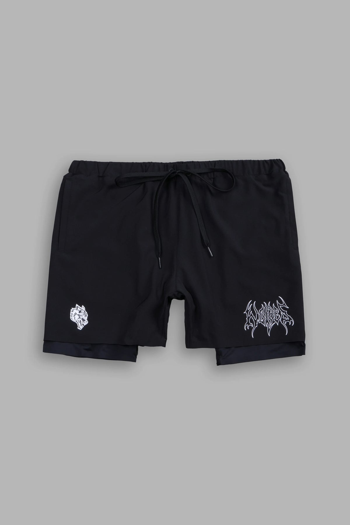 DS-0304 WOLF HESH COMPRESSION SHORTS IN BLACK