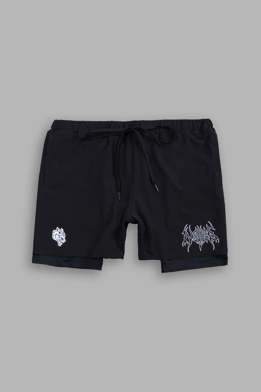 DS-0304 WOLF HESH COMPRESSION SHORTS IN BLACK