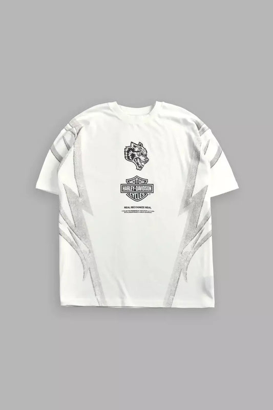DS/HAR-0064 Real Recognize Real Unisex “Premium” Oversized Tee in Cream