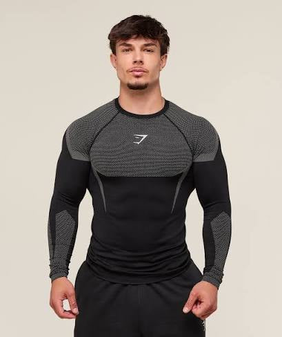 GS-0080 Onyx 5.0 Seamless Long Sleeve T-Shirt - Black/Light Grey