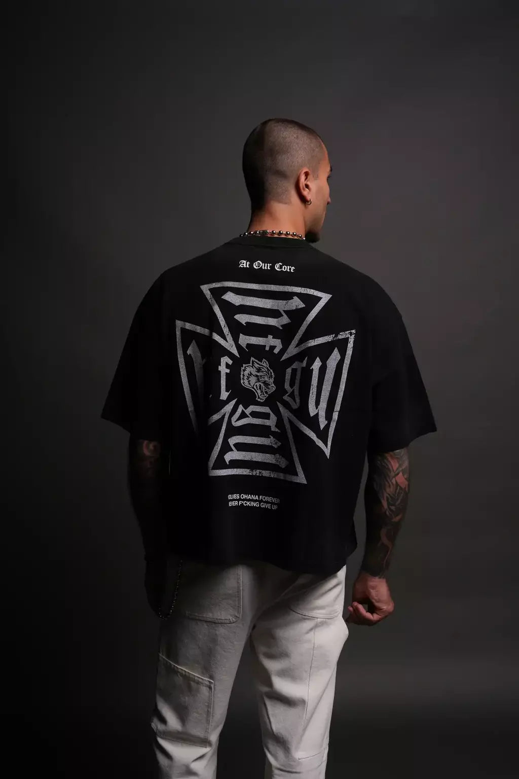 DS-0052 Loyal To The Core “Grunge” Box Cut Tee in Black Drift Wash