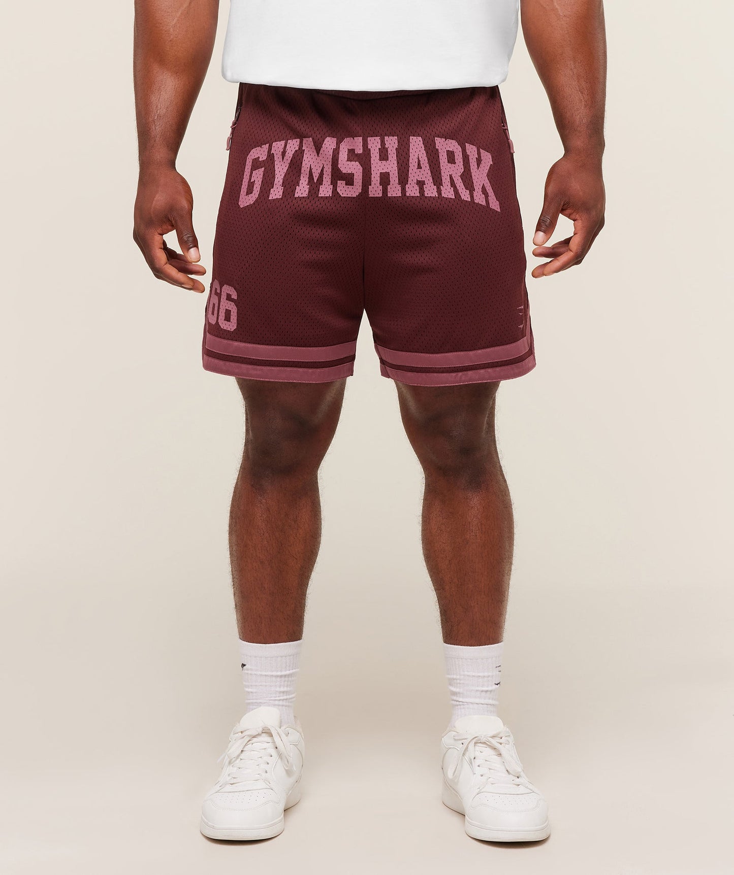 GS-0089 Varsity Mesh Shorts - Rich Maroon/Reset Pink