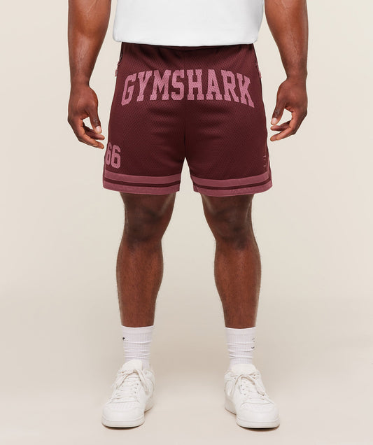 GS-0089 Varsity Mesh Shorts - Rich Maroon/Reset Pink