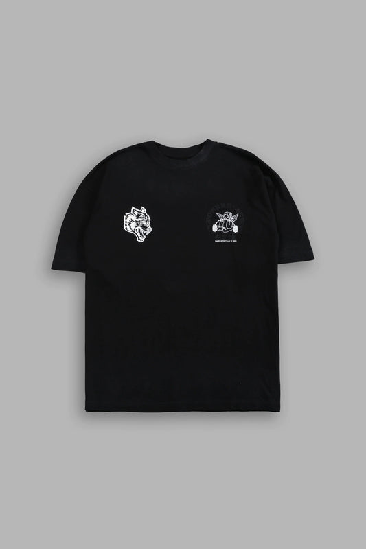 DS-0113 Powerhouse of the Cherub Unisex Premium Oversized Tee in Black Drift Wash