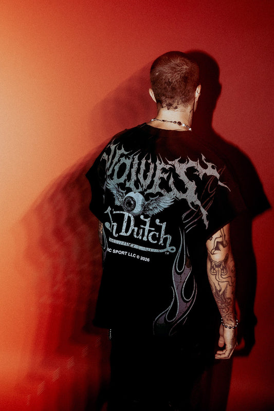 DS/VD-0080 Take-Off Grunge Cut-Off Mid-Length Raw Hem Tee in Black