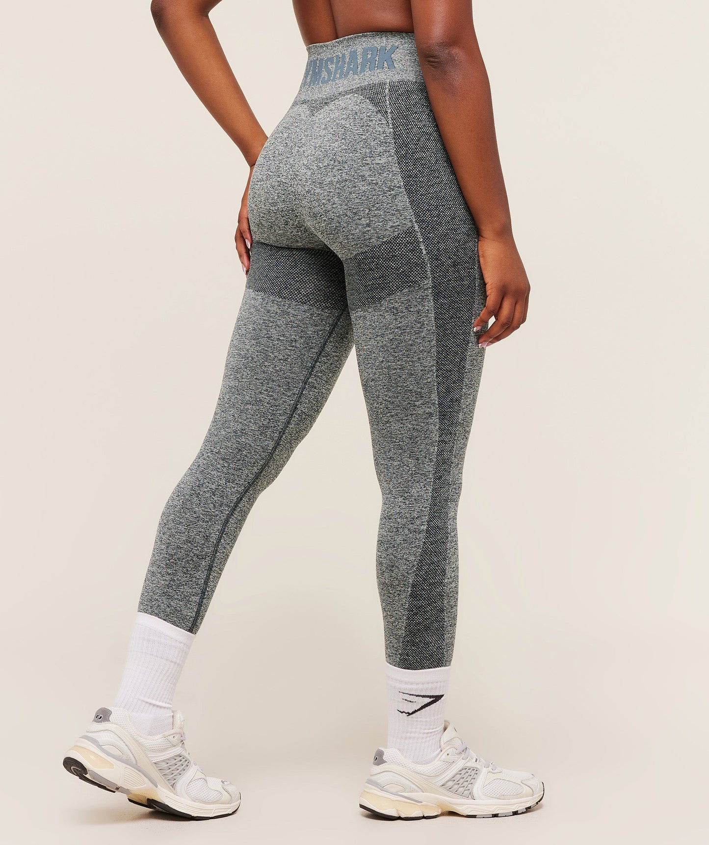 GSW-0141 Flex High Waisted Leggings - Deep Petrol Blue/White Marl