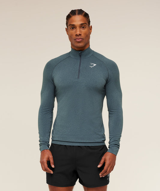 GS-0003 Vital Seamless 1/4 Zip - Iron Blue / Stealth Blue