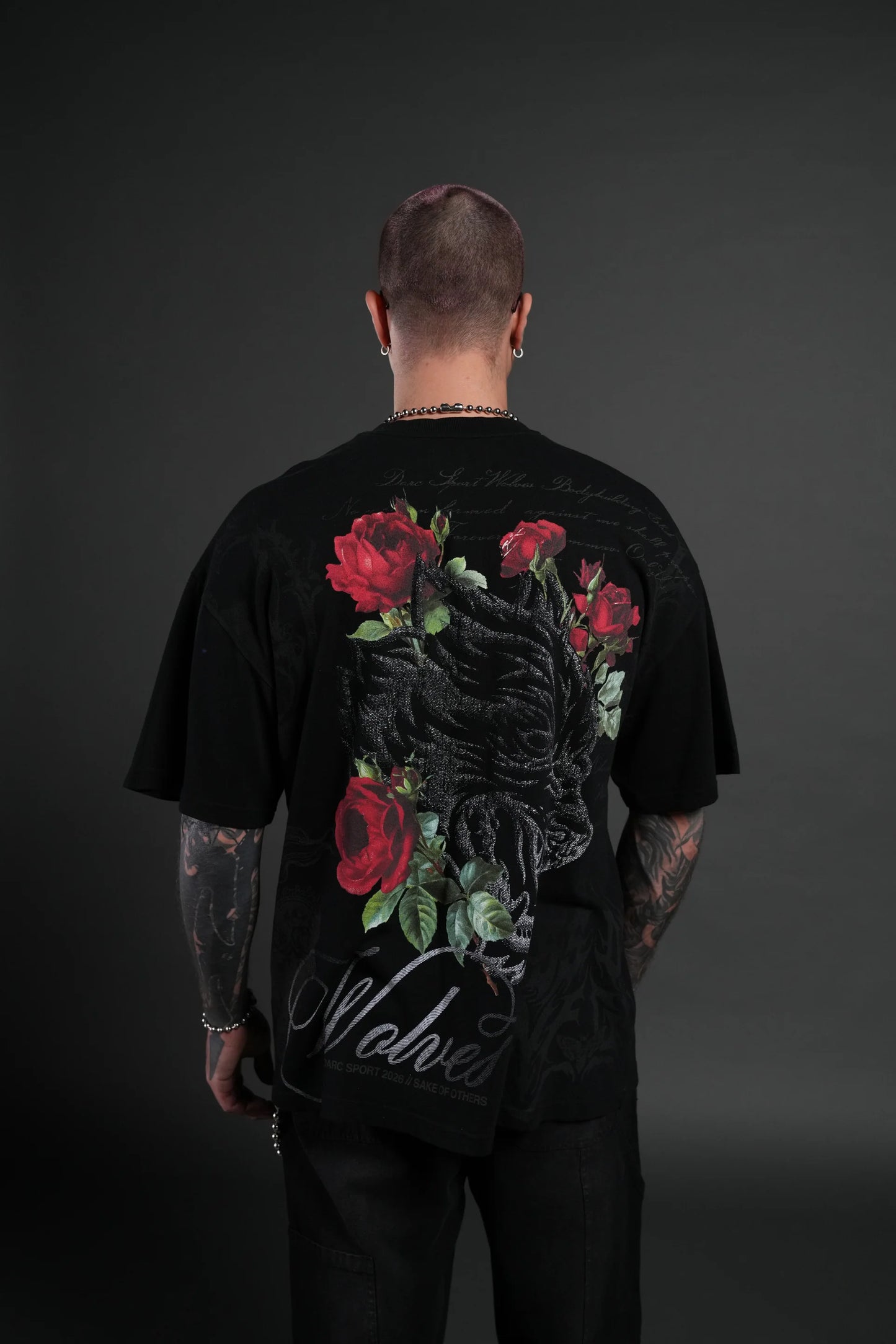 DS-0096 Nocturne Bloom Premium Oversized Tee in Black