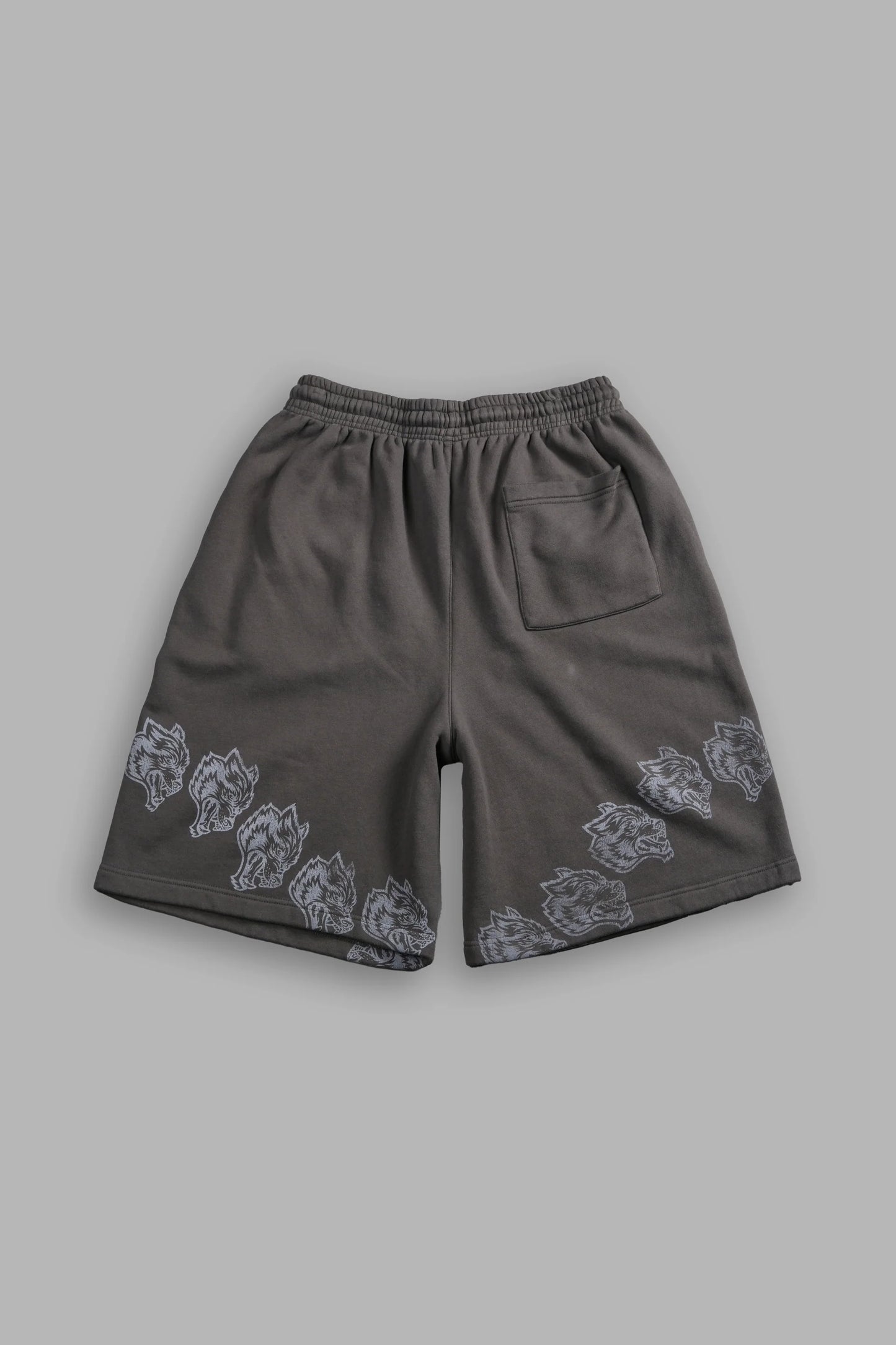 DS-0195 Only Wolves Oversized Osiris Sweat Shorts in Wolf Gray