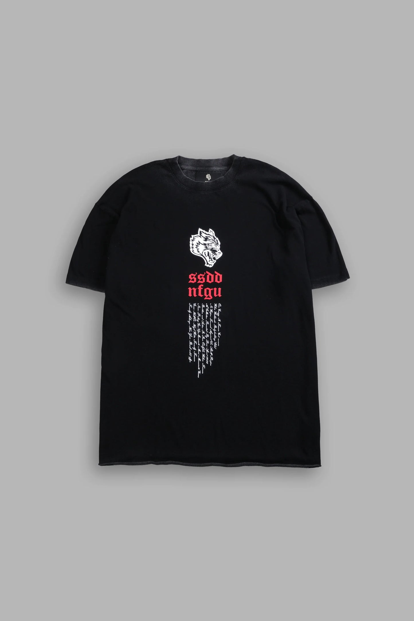 DS-0189 Fallen Angel Raw Hem Premium Oversized Tee in Black