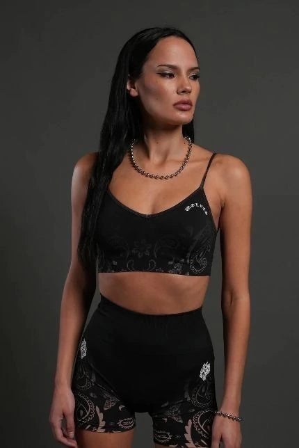 DSHE-0016 Faded Paisley “Maya“ Soft Seamless Bra in Black