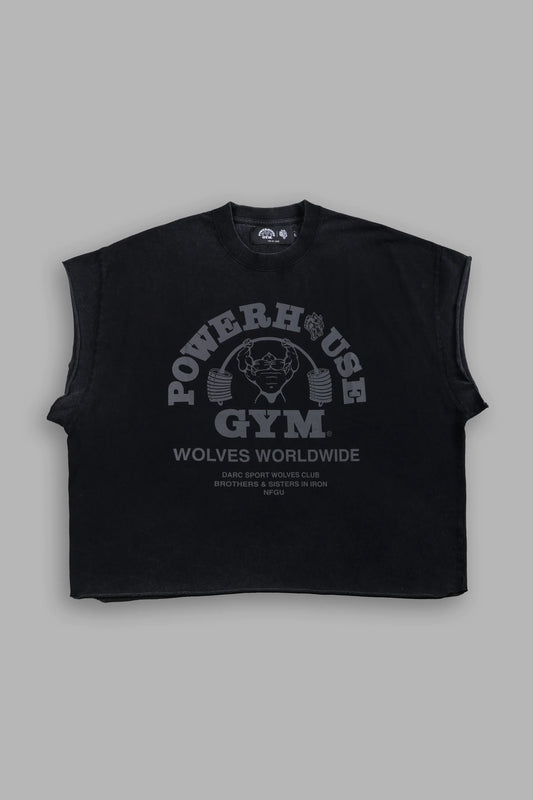 DS-0117 Powerhouse of the Wolves Grunge Cut-Off Tee in Black