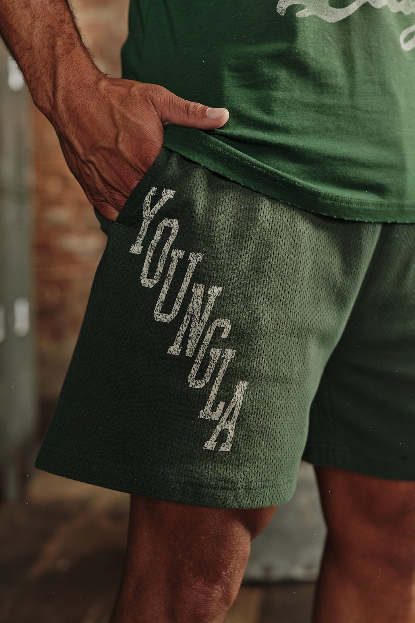 1123 - Golden Era Cotton Mesh Shorts - Green Wash