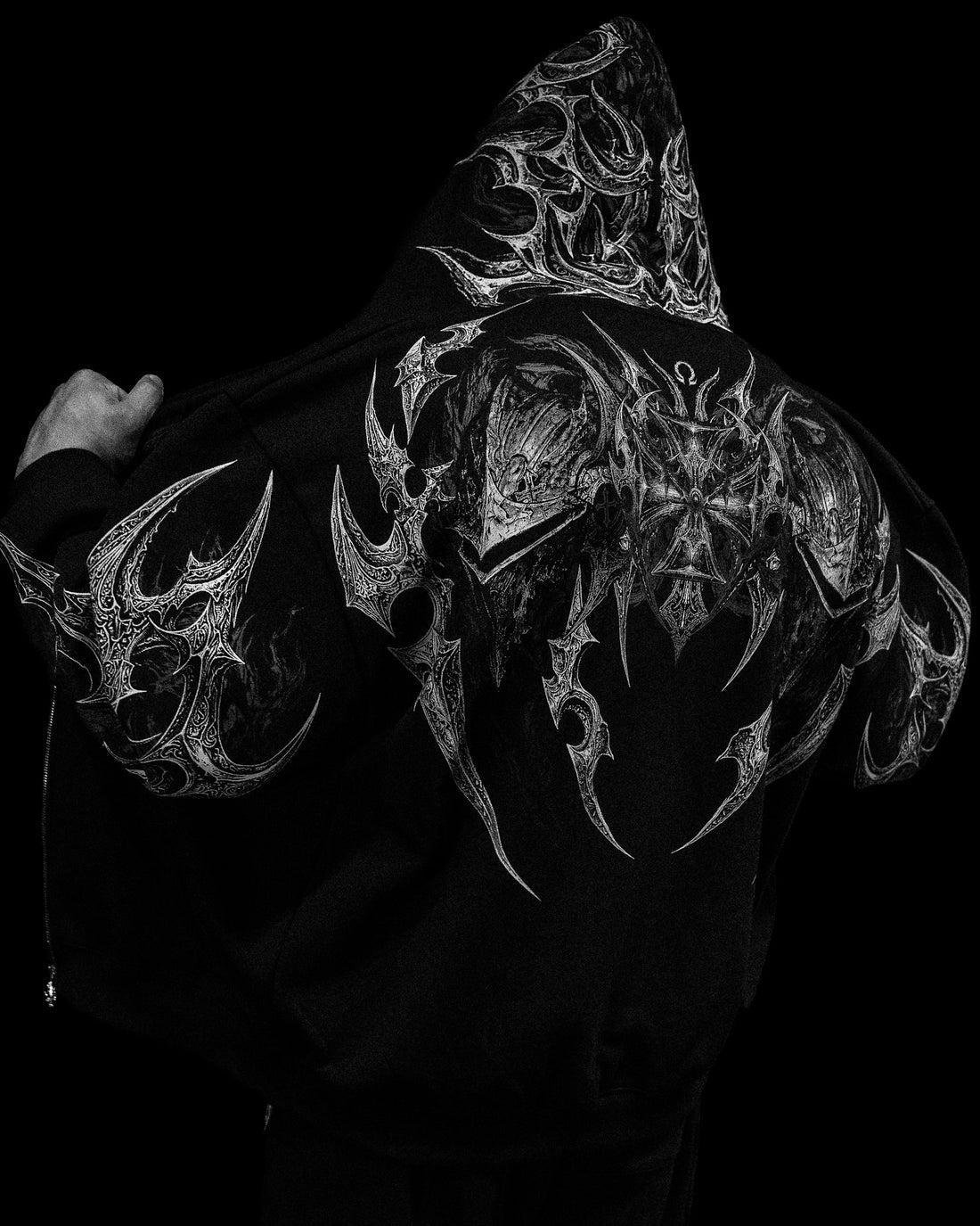 BD-0098 Berserker Oversized Zip-up Hoodie [VOID BLACK]