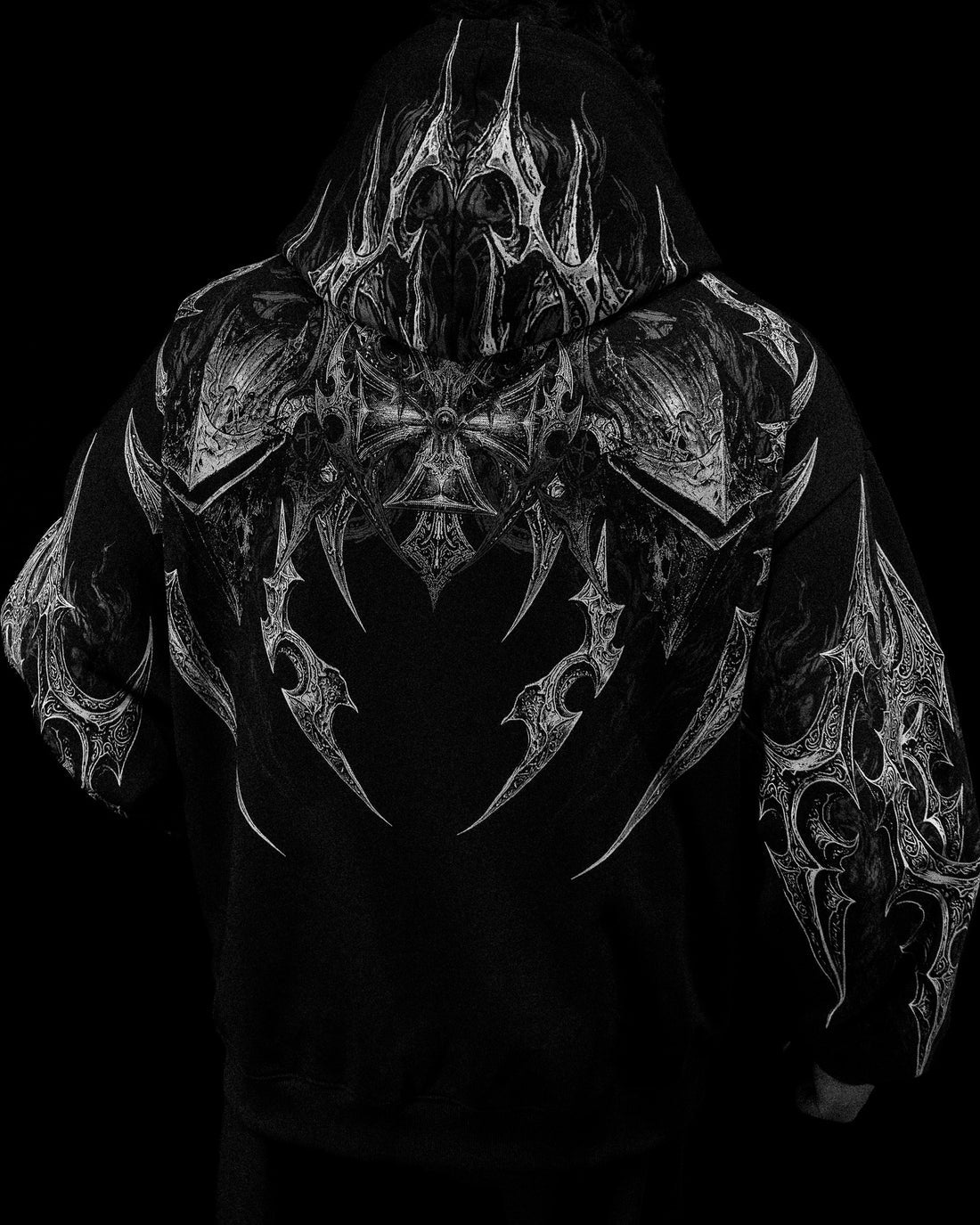 BD-0098 Berserker Oversized Zip-up Hoodie [VOID BLACK]
