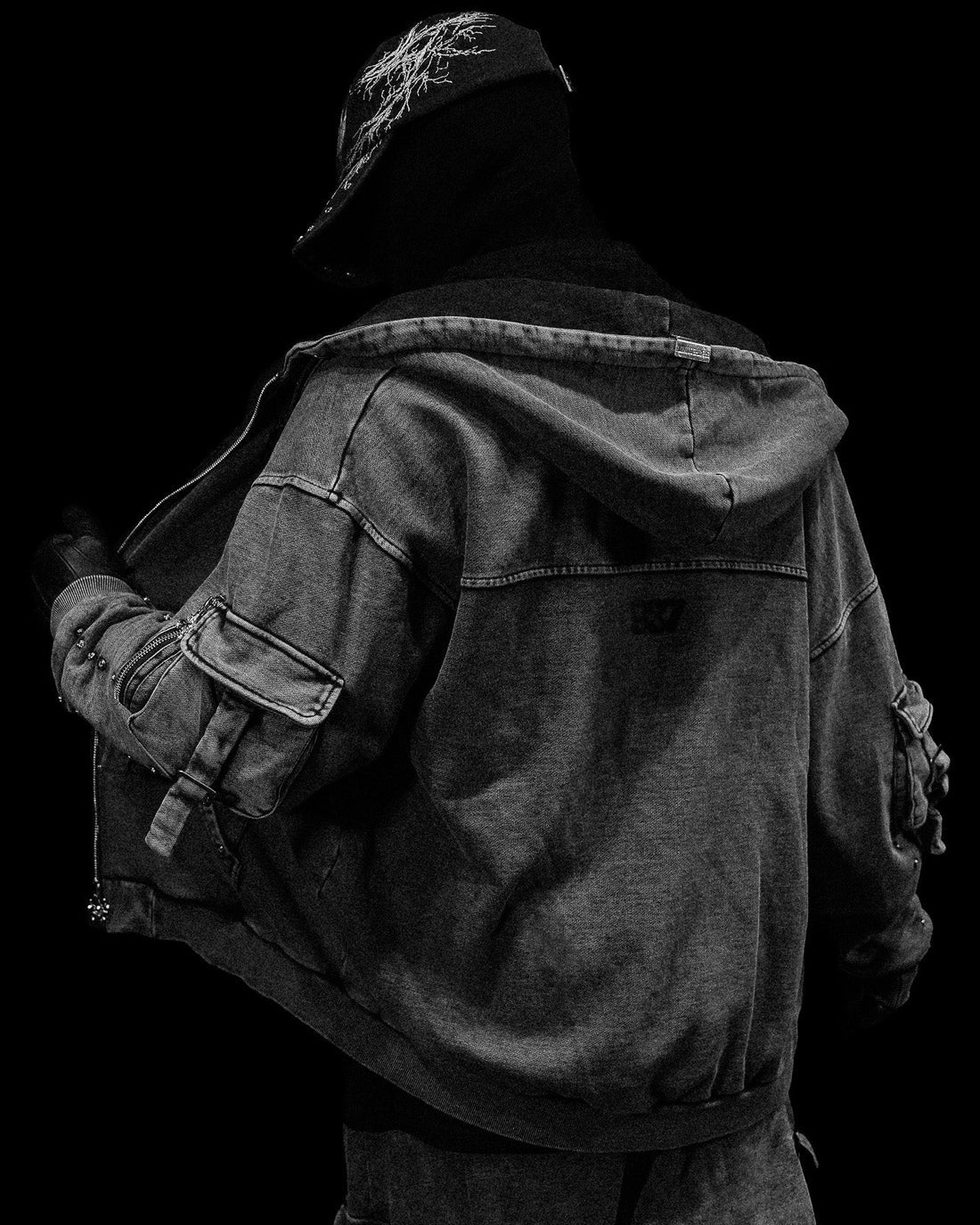 BD-0072 Metallic Tactical Oversized Cargo Zip-up Jacket [VINTAGE]