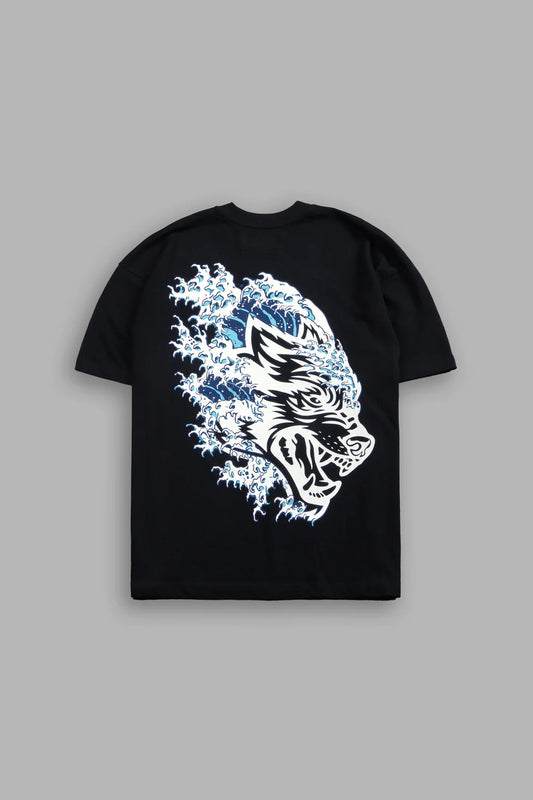 DS-0277 Wave Wolf Premium Oversized Tee in Black