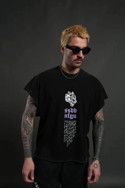 DS-0042 Fallen Angel “Grunge” Cut-Off Tee in Black