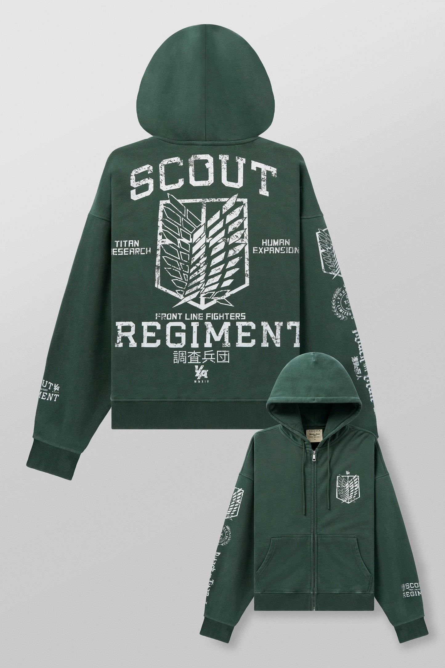 5138 - AOT© x YLA Zip-Up Hoodies - Green