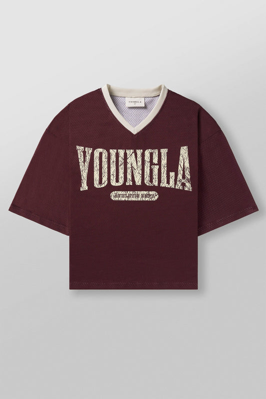4187 - Varsity Football Cropped Jersey - Burgundy
