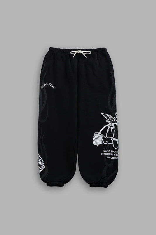 DS-0119 Powerhouse of the Cherub Unisex Lightweight Lounger Sweat Pants in Black Drift Wash