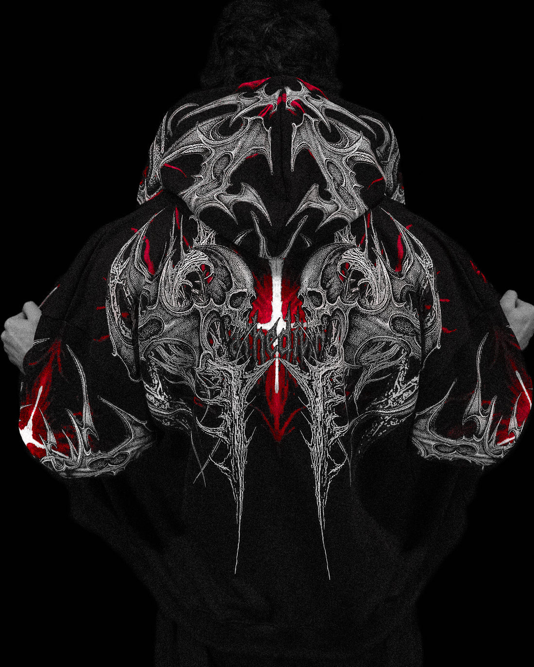 BD-0068 Death Blight Oversized Zip-Up Hoodie [HEAVENLY RED]