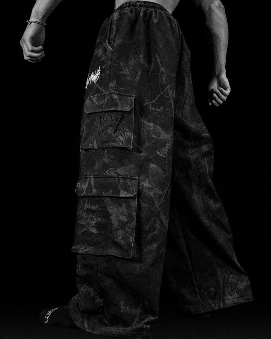BD-0105 Camo Oversized Luxury Cargos [NIGHTSHADE CAMO]