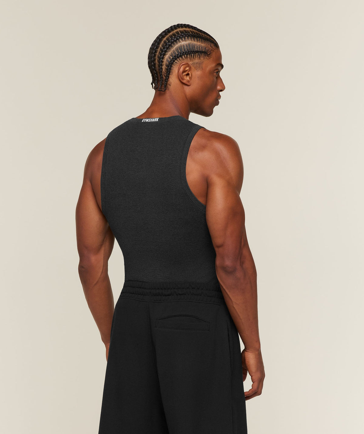 GS-0145 Cotton Seamless Sleeveless Top - Black Marl