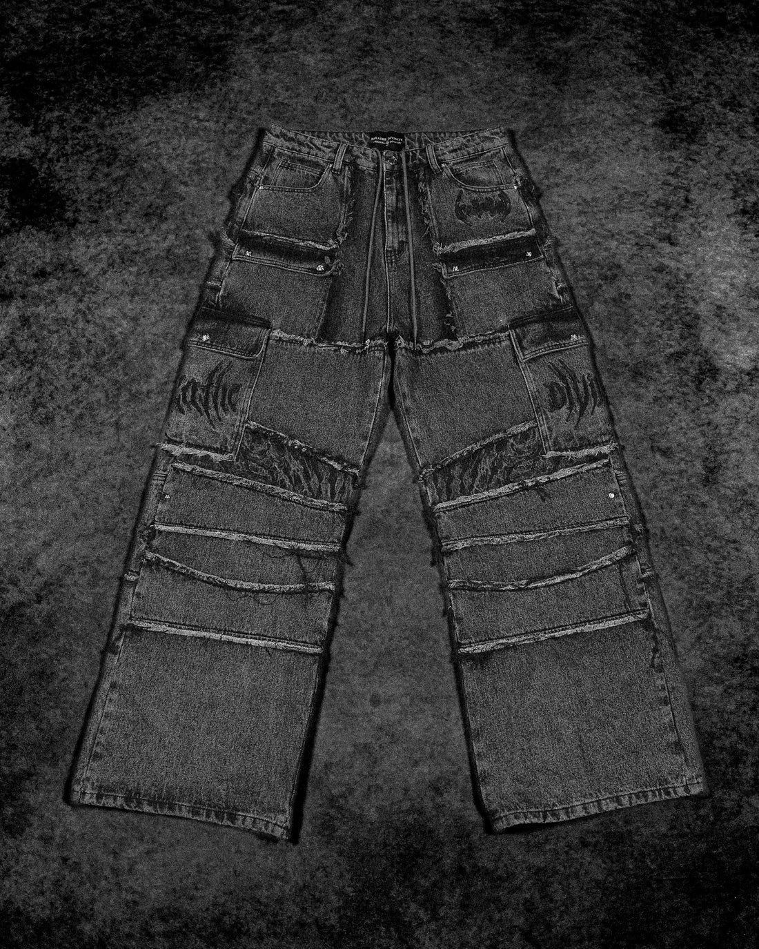 BD-0096 Oversized Distressed Denim Cargo jeans [VINTAGE WASH]