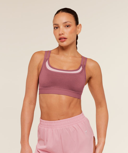 GSW-0110 Interval Seamless Medium Support Sports Bra - Reset Pink/Light Pink