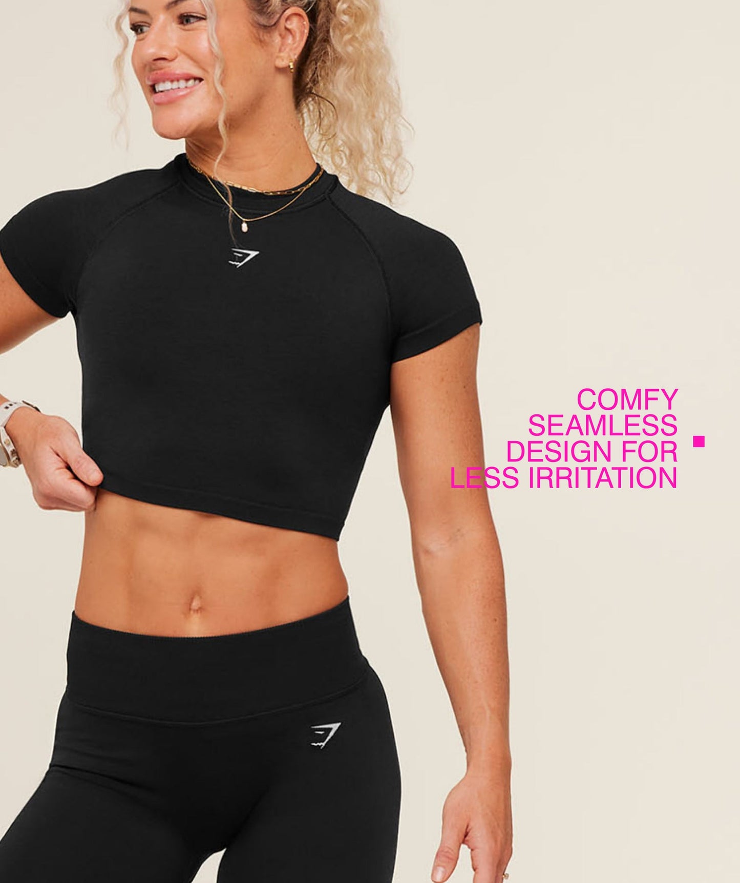 GSW-0111 Interval Seamless Short Sleeve Crop Top - Black