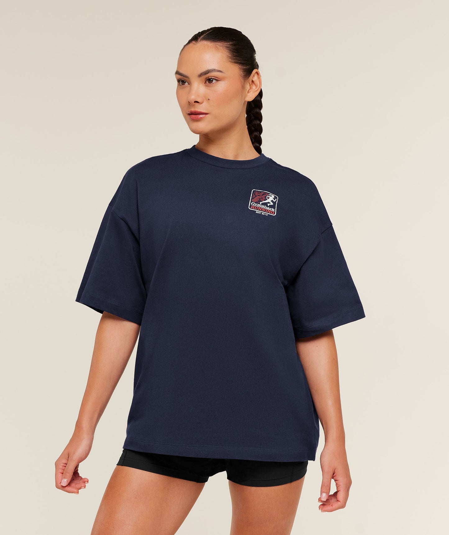 GSW-0119 Gymshark Run Club Graphic Short Sleeve T-Shirt - Heavy Blue