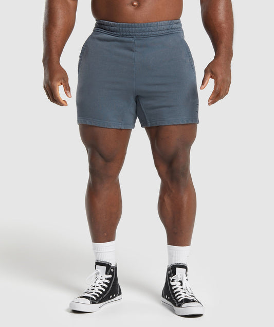GS-0156 Power Washed 5" Shorts - Titanium Blue/Acid Wash Small Ball