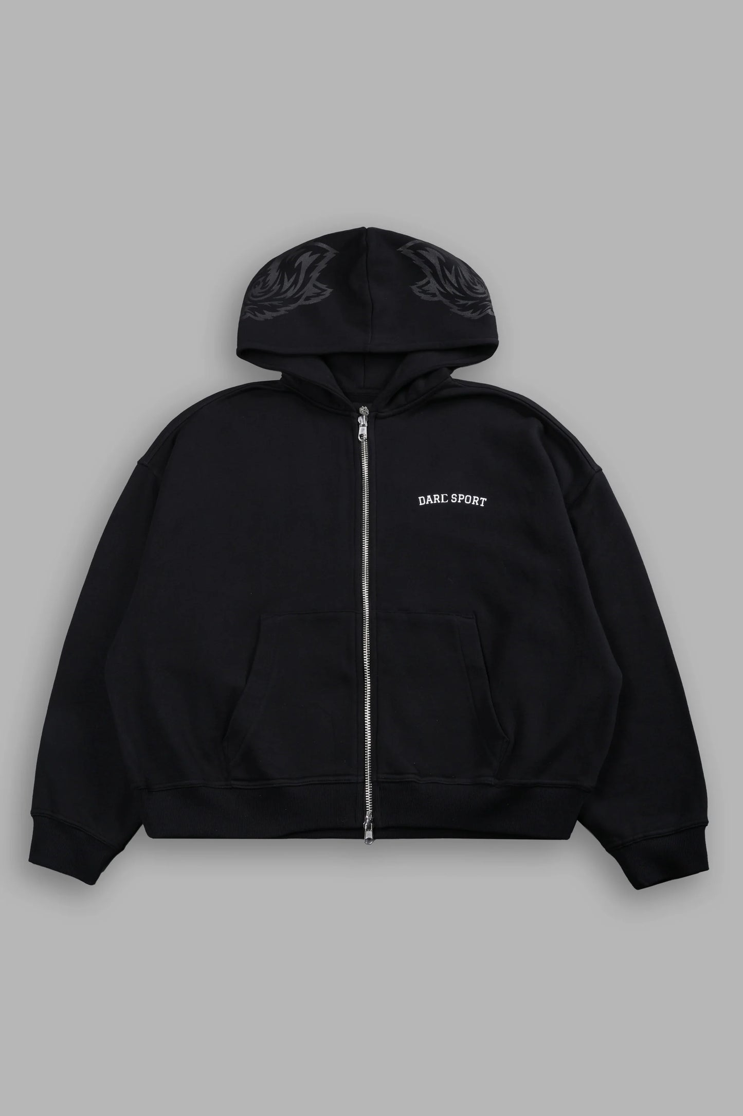 DS-0192 Inner Wolf Vex Double Zip Hoodie in Black
