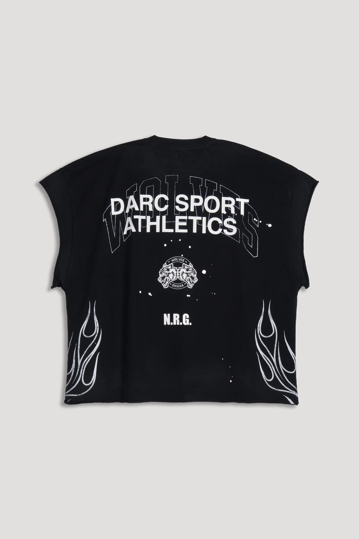 DS-0239 Hot Rod Grunge Cut-Off Mid Length Raw Hem Tee in Black Drift Wash