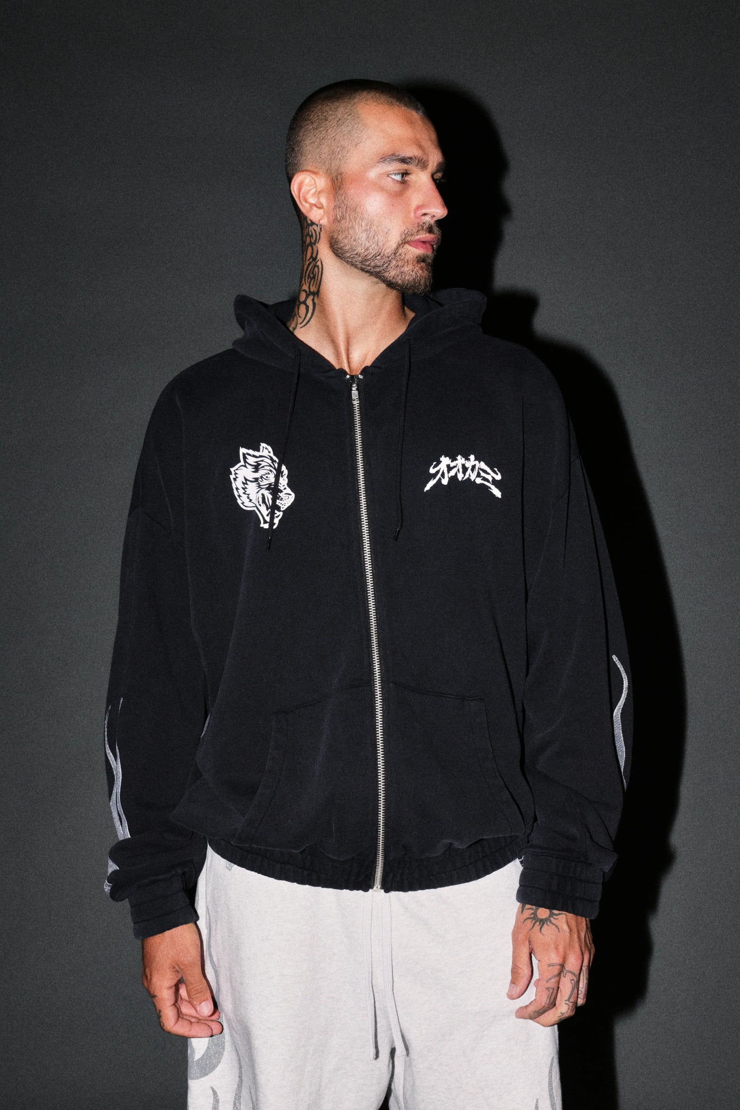 DS-0317 OUR CODE CHAMBERS ZIP HOODIE IN BLACK
