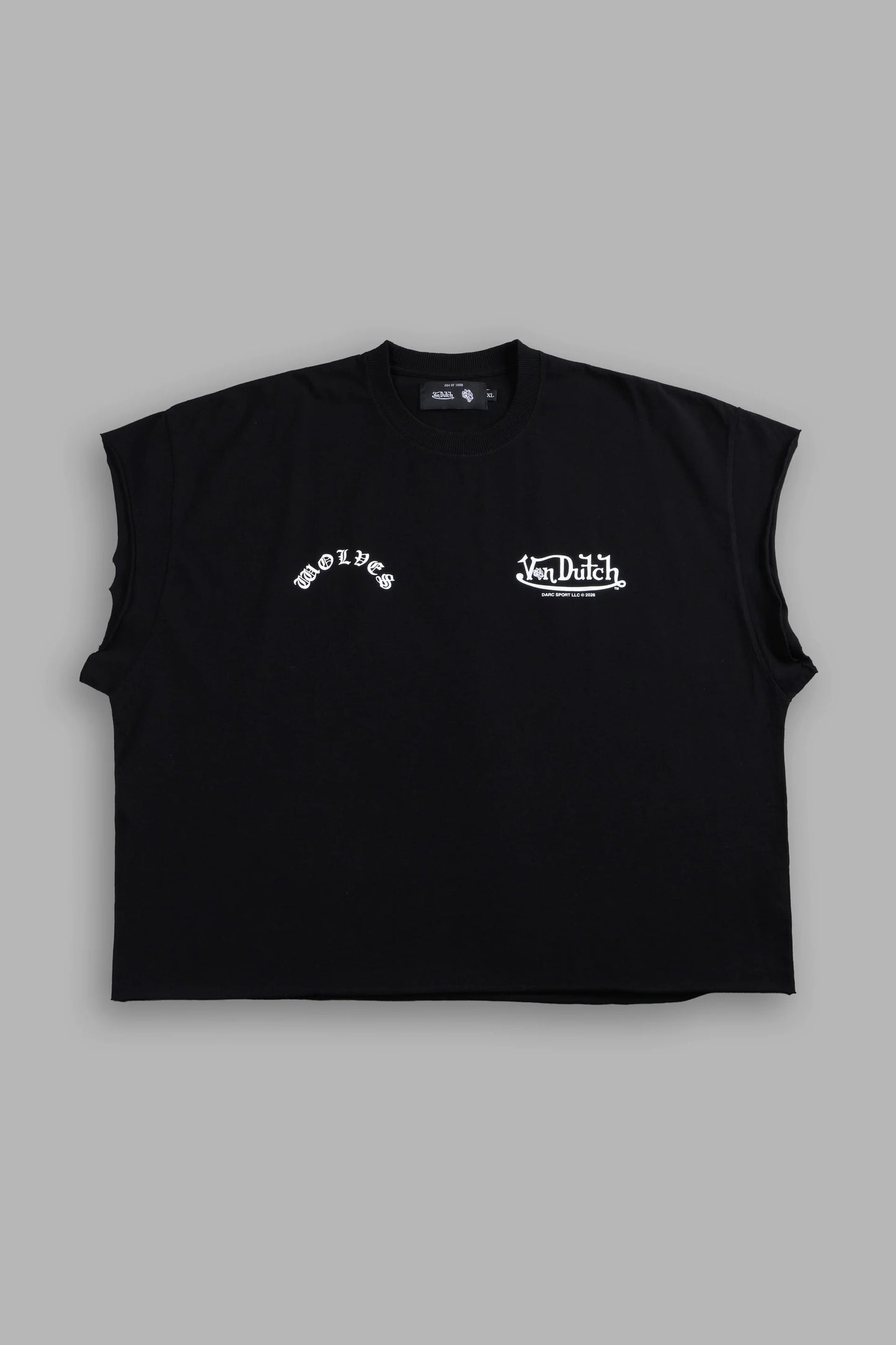 DS/VD-0081 Von Darc Grunge Cut-Off Mid-Length Raw Hem Tee in Black