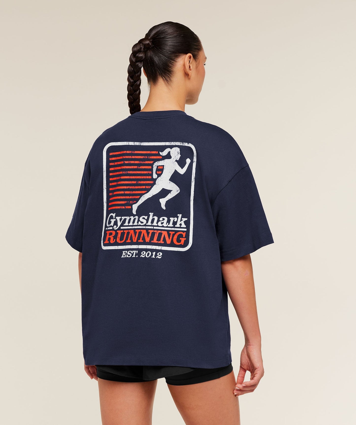 GSW-0119 Gymshark Run Club Graphic Short Sleeve T-Shirt - Heavy Blue