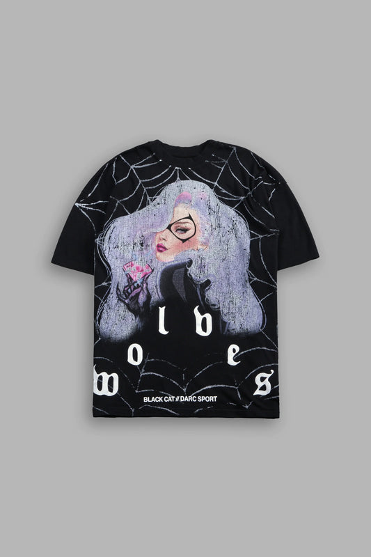 DS-0242 Cat Got Your Tongue Premium Oversized Tee in Black