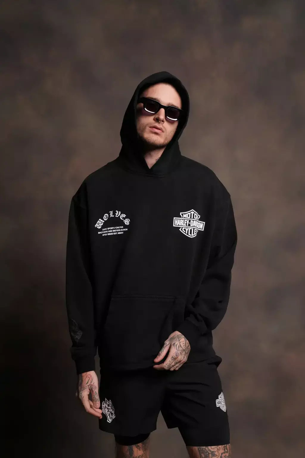 DS/HAR-0065 Iron Lighting “Moaty” Hoodie in Black Drift Wash
