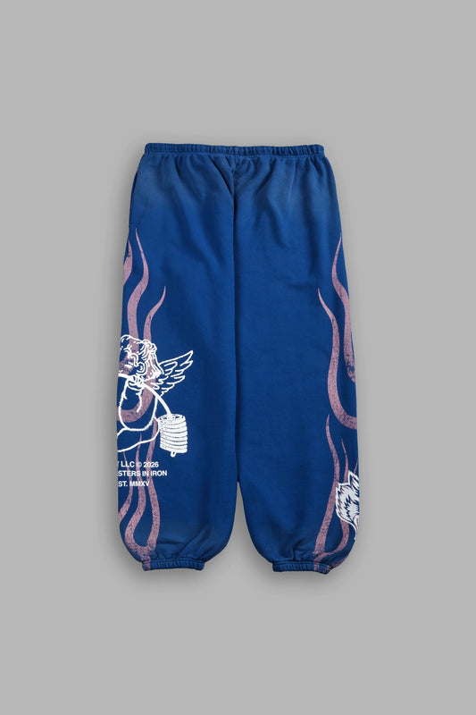 DS-0119 Powerhouse of the Cherub Unisex Lightweight Lounger Sweat Pants in Darc Cobalt Drift Wash
