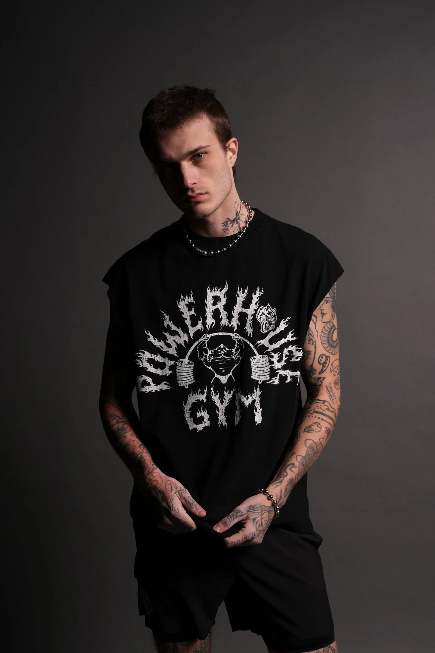 DS-0115 Iron Flame “Premium” Muscle Tee in Black