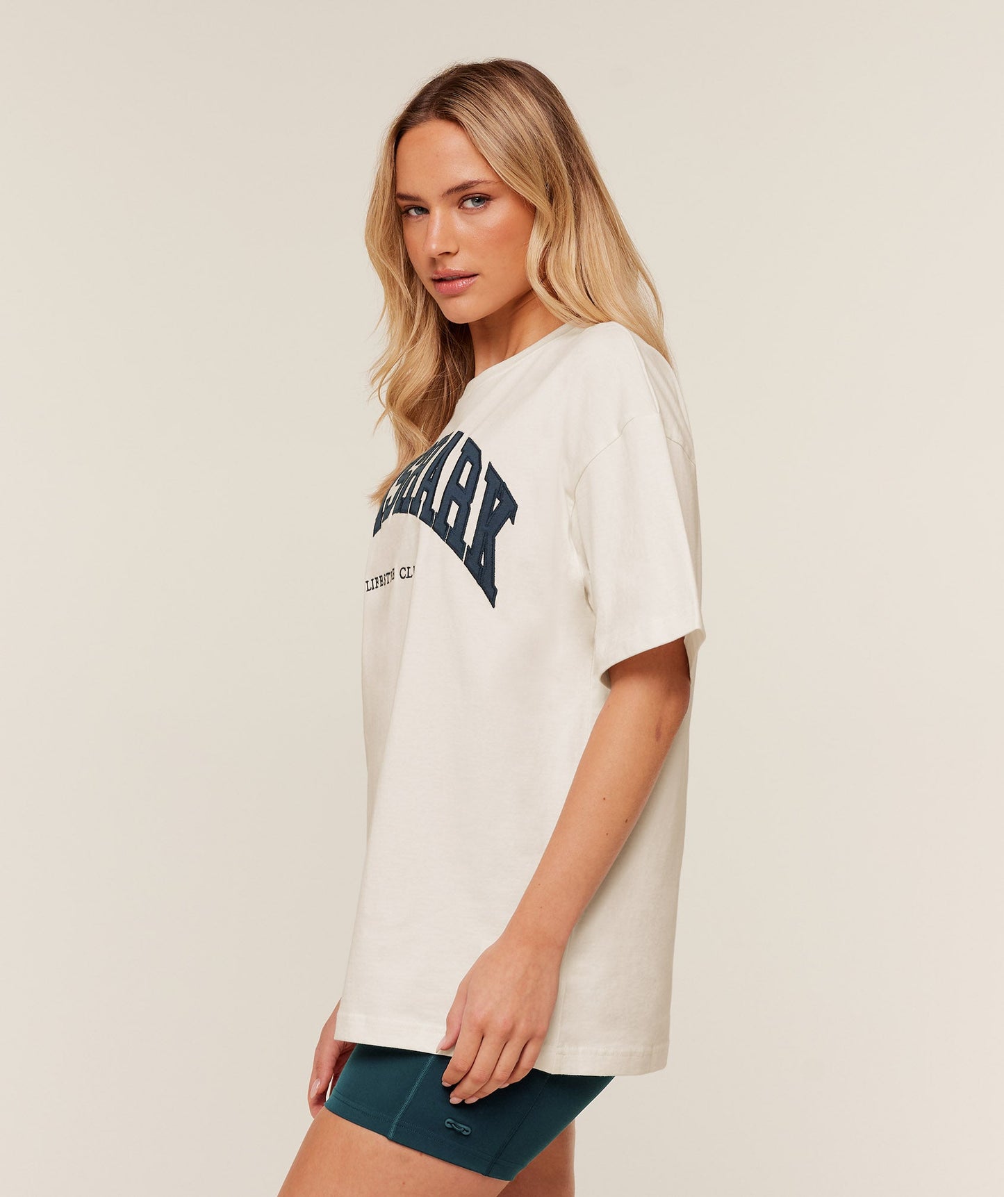 GSW-0096 Gymshark Collegiate Graphic T-Shirt - GS Soft White