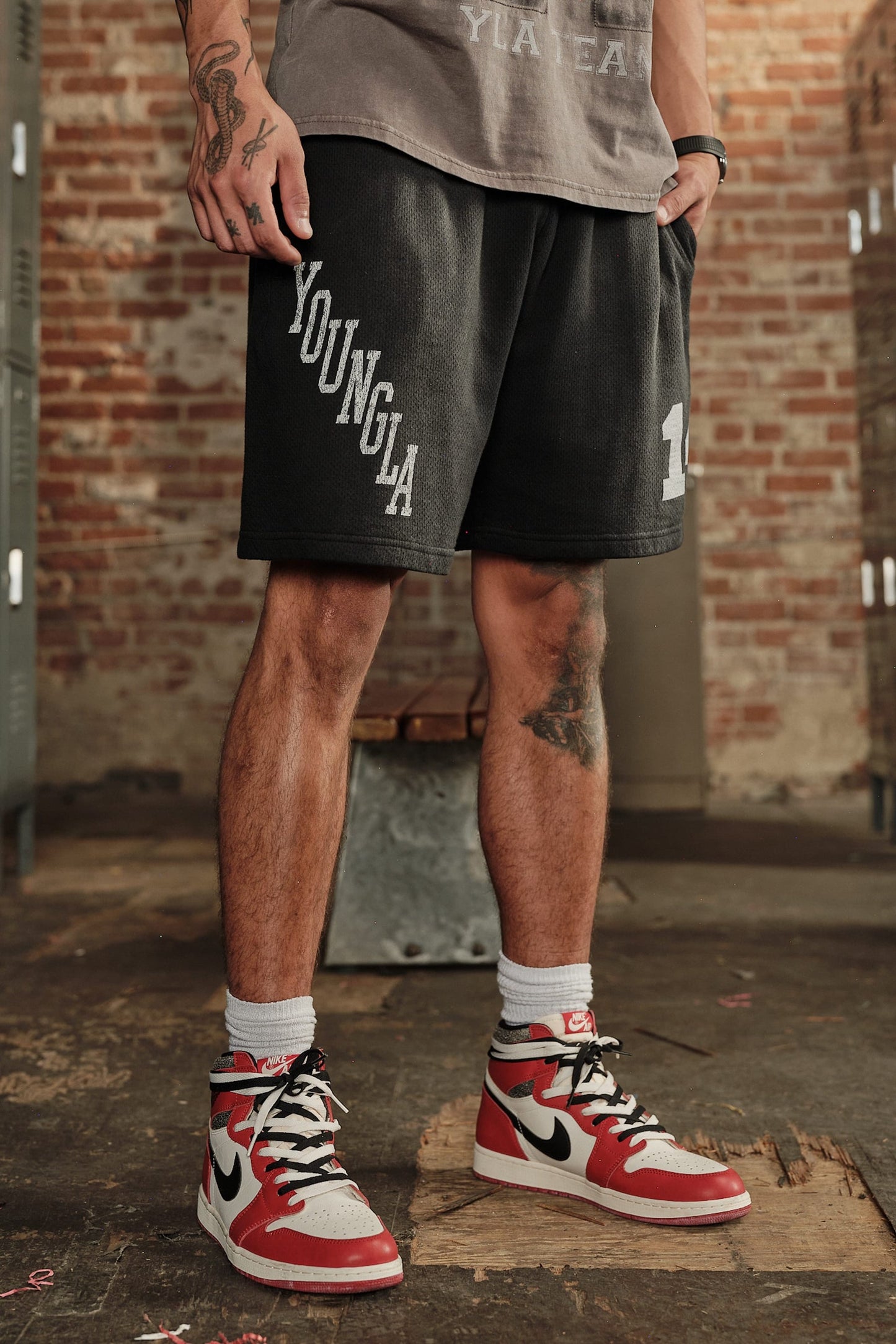 1123 - Golden Era Cotton Mesh Shorts - Black Wash