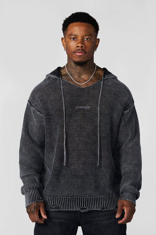 5229 - Rave Knit Hoodies - Black Wash