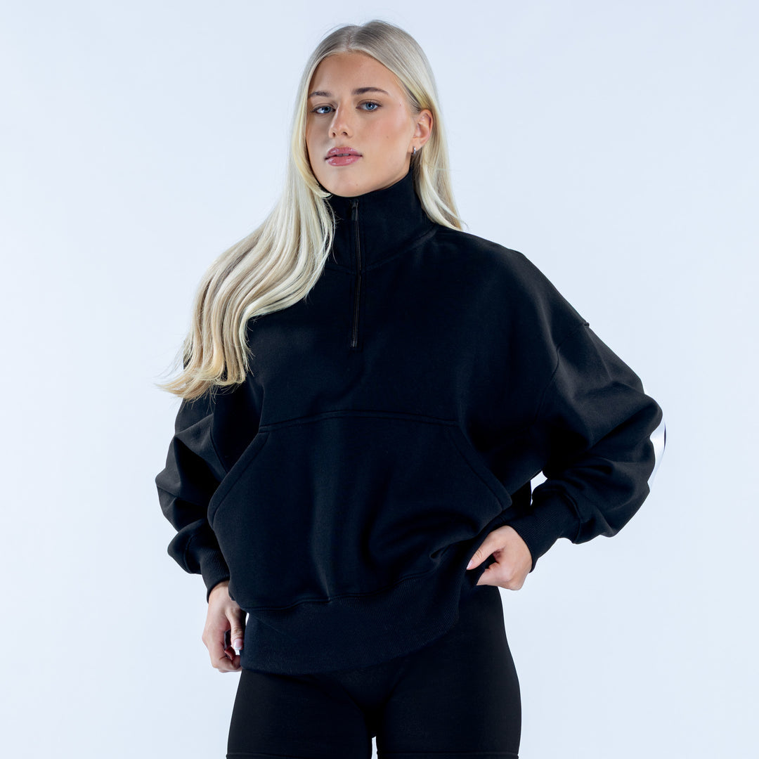 Signature Quarter Zip Sweatshirt | Midnight Black