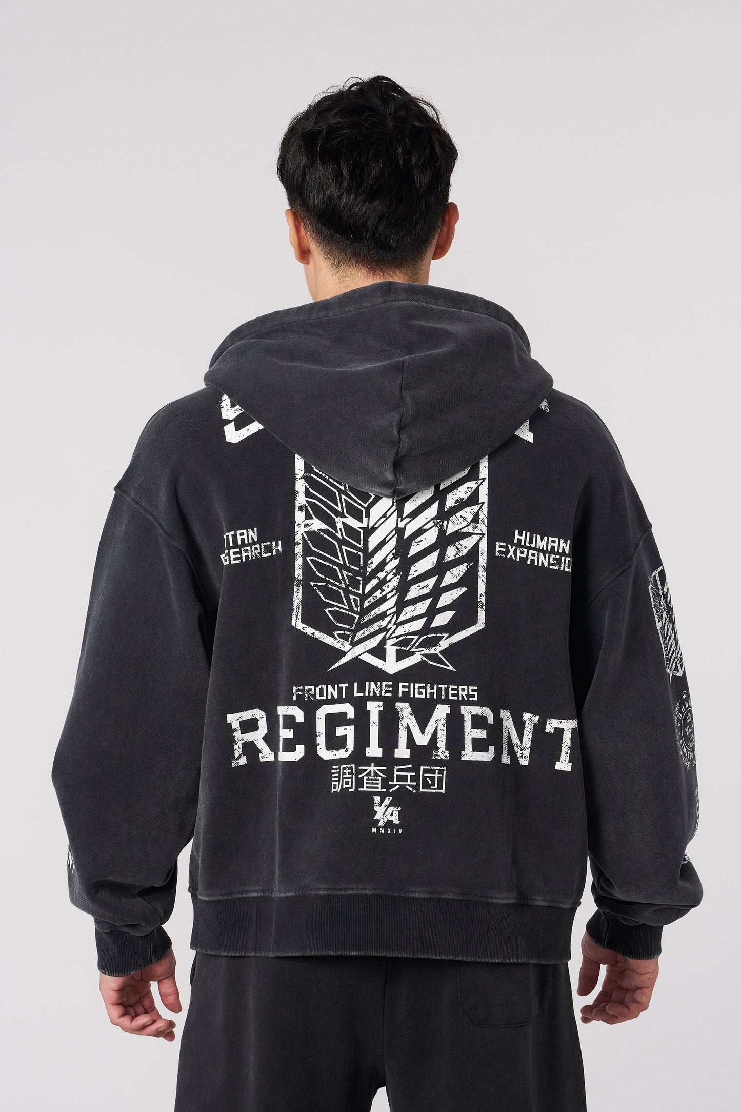5138 - AOT© x YLA Zip-Up Hoodies - Black