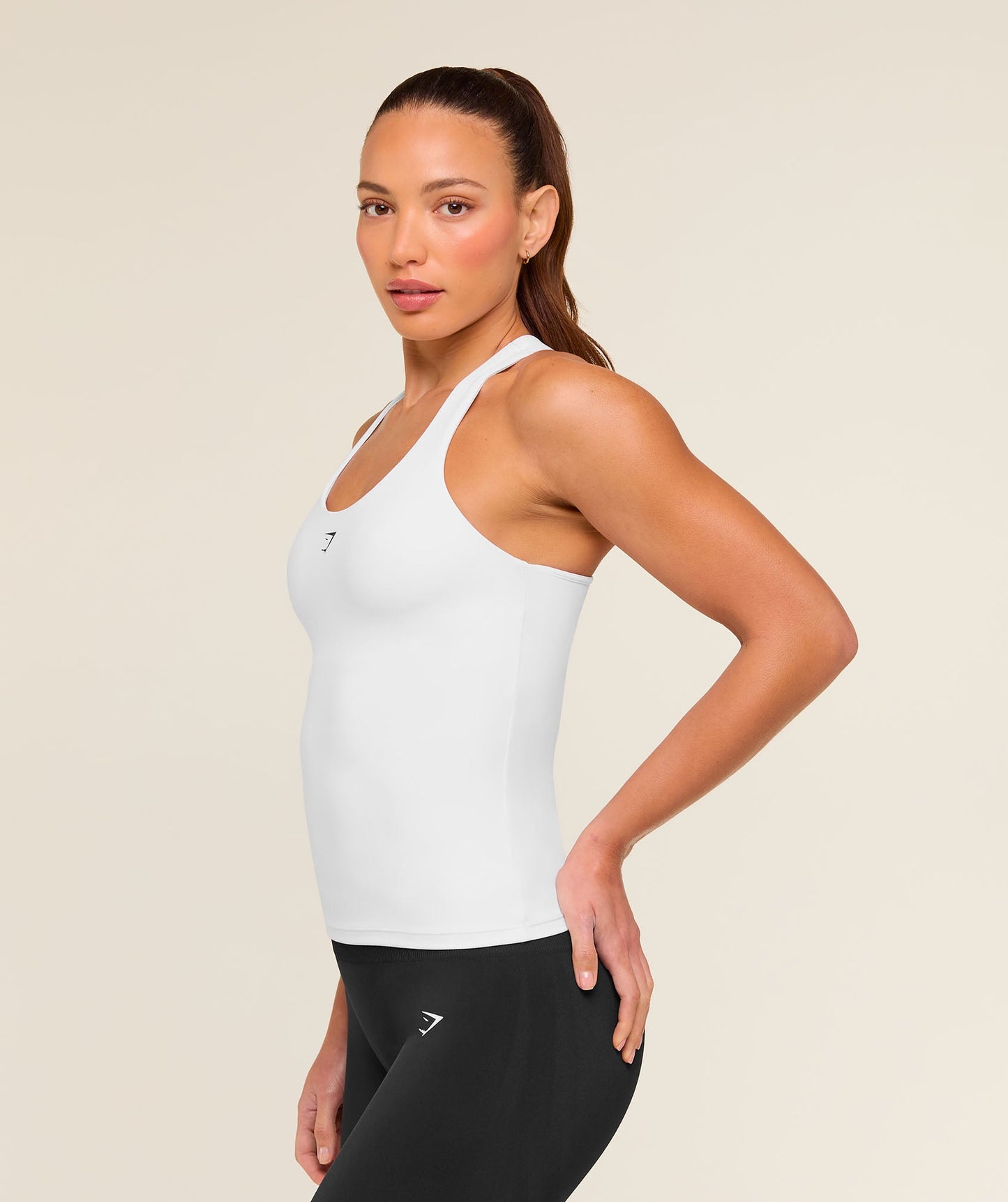 GSW-0136 Everyday Racer Back Tank with Shelf - White