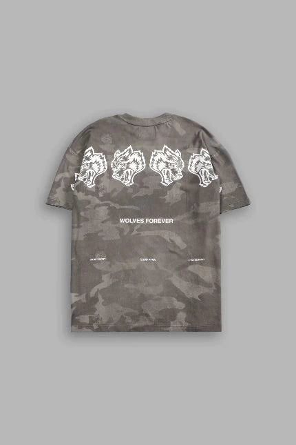 DS-0044 Wolves Have Your Back Unisex “Premium” Oversized Tee in Lush Vintage Woodland Camo
