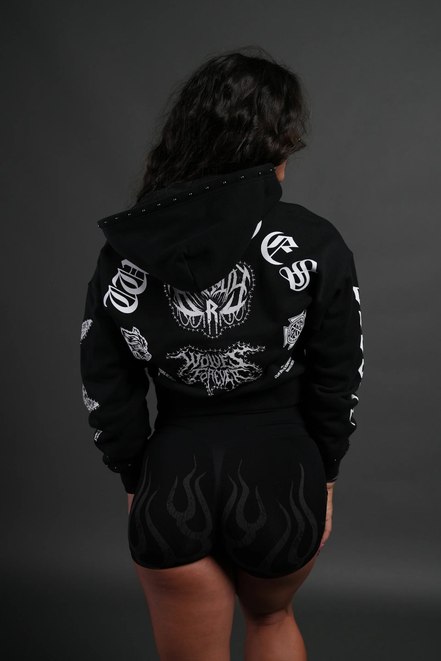 DSHE-0047 Give it Your All “Sage” Cropped Zip Hoodie in Black